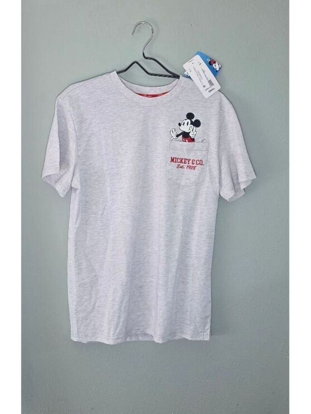 Disney Mickey & Friends Graphic Pocket T-Shirt Back Print Gray S NWT